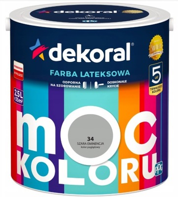 Dekoral Farba MOC KOLORU 5l Szara eminencja