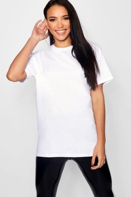 XC31108 *BOOHOO BIAŁY T-SHIRT OVERSIZE CASUAL BASIC L