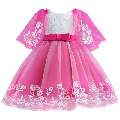 Kwiatowa bawełniana sukienka dla niemowląt z szerokim rękawem 4F4