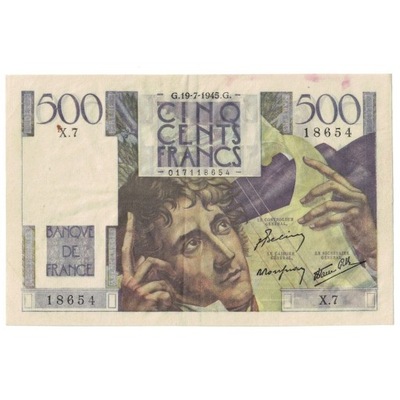 Francja, 500 Francs, 1945, X.7, AU(50-53), Fayette