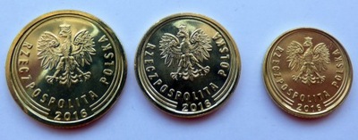 Zestaw monet 1,2,5 groszy 2016 r. z saszetek MW.