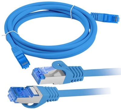 Kabel Internetowy Ethernet Skrętka RJ45 LAN kat 6A SFTP LSZH 3m Niebieski