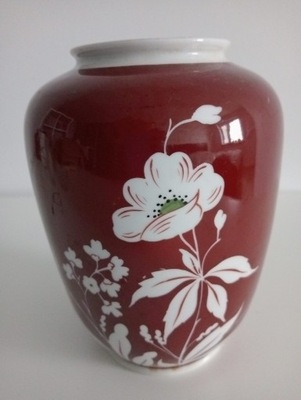 Piękny stary porcelanowy wazon ręcznie malowany