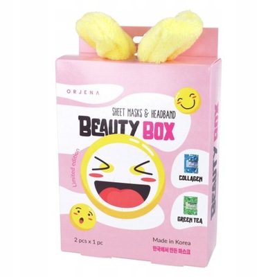 ORJENA Beauty Box zestaw 2 maseczek w płacie z opaską kosmetyczną 1 komplet