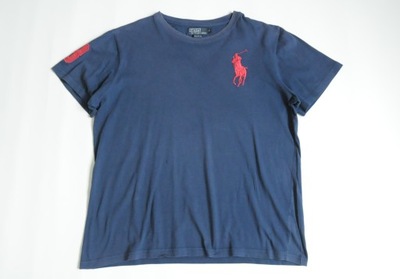 RALPH LAUREN Granatowy t-shirt duże logo M