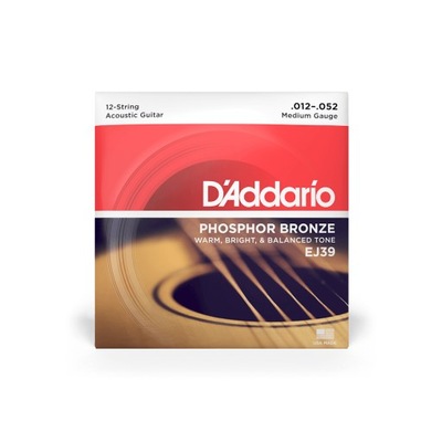 Struny do gitary akustycznej 12-strunowej D'Addario EJ39 12-52/12-30