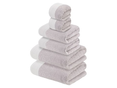 Zestaw 6 ręczników frotté 100% bawełna JASNO SZARE