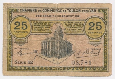 4569. Francja, Toulon 25 centimes 1921 - st. 5+