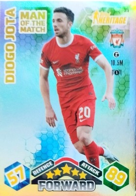 MATCH ATTAX EXTRA 2023/2024 MAN OF THE MATCH HERITAGE 315 DIOGO JOTA