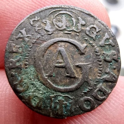 NumisMATI 629 Szeląg Elbląg 1632 Gustaw Adolf Ag