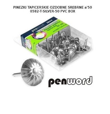 PINEZKI TAPICERSKIE OZDOBNE SREBRNE 50SZT, PENWORD