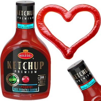 Sos Ketchup PIKANTNY Bez Cukru Vegan 425g ROLESKI