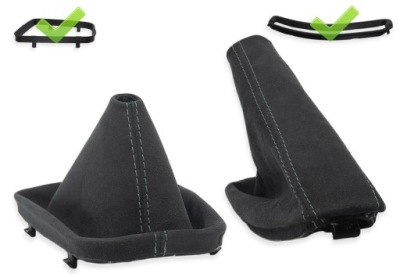 Bmw e46 комплект чехлы рычага черная алькантара  1 нити + рамка фото №1