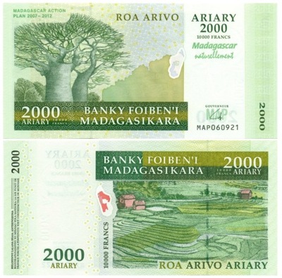 MADAGASKAR 10000 Franków (2000 a.) 2007 P-93 UNC