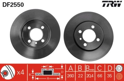 ДИСК ТОРМОЗНОЙ TRW DF2550