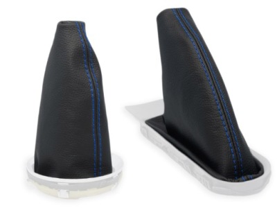 Mini cooper r56 комплект чохли важеля чорна шкіра нитки granatowe фото №1