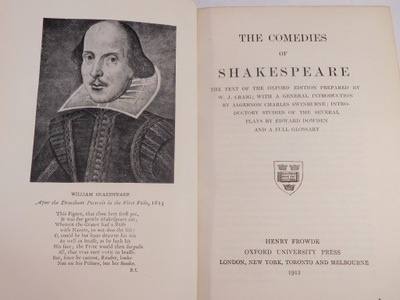 !WILLIAM SHAKESPEARE! KOMEDIE! WYDANIE KRYTYCZNE W ORYGINALE! OXFORD 1911!