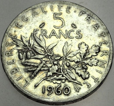 Francja 5 franków francs 1960 SREBRO