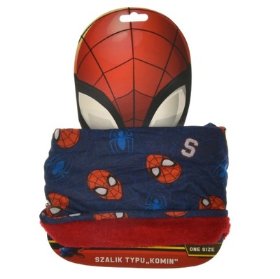 Szalik, komin dziecięcy dla chłopca ze Spidermanem czerwona podszewka