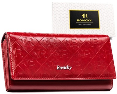 Rovicky portfel skóra naturalna czerwony RPX-24-PMT-4643 RED - kobieta