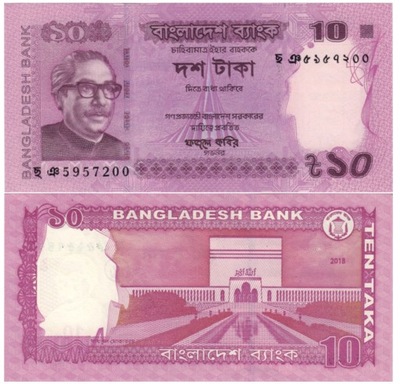 BANGLADESZ 10 TAKA 2018 P54i UNC