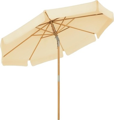 Parasol ogrodowy 300cm DREWNIANY Stelaż BEŻOWY SONGMICS GPU32BR