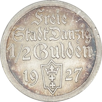 7.aj.WM GDAŃSK, 1/2 GULDENA 1927 KOGA