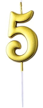 Świeczka urodzinowa cyfra "5" Złota