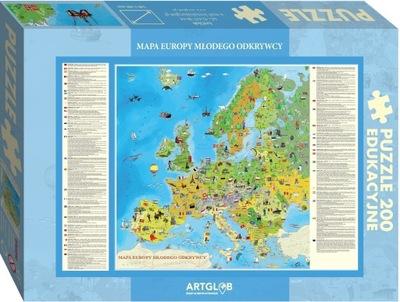 PUZZLE 200 DLA DZIECI MAPA EUROPY EDUKACYJNE ELEMENTÓW ARTGLOB