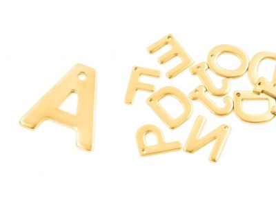 Literka A - alfabet stalowy złoty - 2 sztuki