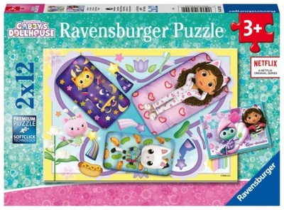 Puzzle dla trzylatki - Puzzle dla dziewczynki - Koci Domek Gabi - 2x12 el.