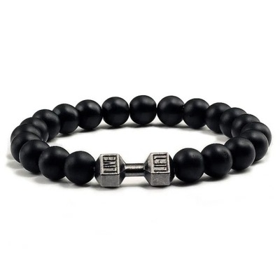 Natural Volcanic Stone Bracelet Men Matte Black La