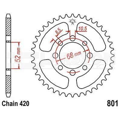 ENGRANAJE PARTE TRASERA JT 43-ZEBY SUZUKI TS 50 1980-1997  