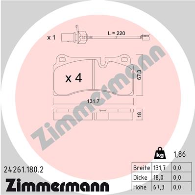 ZIMMERMANN 24261.180.2 PADS BRAKE  