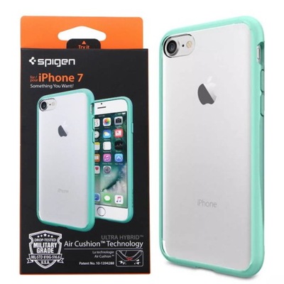 ETUI POKROWIEC SPIGEN ULTRA DO APPLE IPHONE 7 8 TRANSPARENTY RAMKA MIĘTOWA