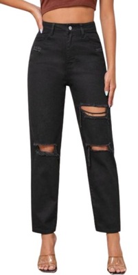 SHEIN SPODNIE JEANSOWE CZARNE MOM JEANS 38 VXC