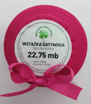 Wstążka satynowa 15 mm Kolor Różowy ciemny