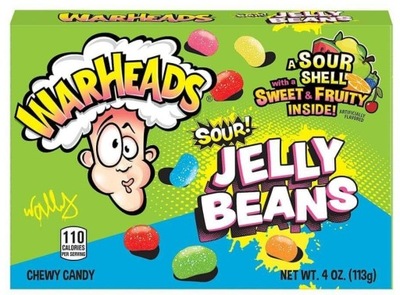 WARHEADS SOUR! JELLY BEANS CHEWY CANDY KWAŚNE ŻELKI OWOCOWE 113g