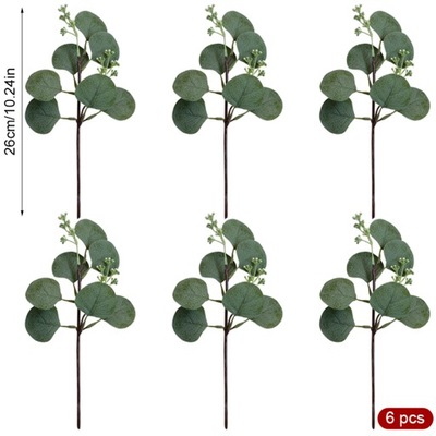 Sztuczny eukaliptus liście łodygi jedwabne zielon