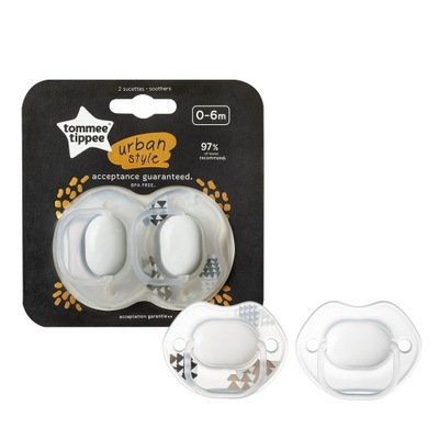 TOMMEE TIPPEE Urban Style smoczek uspokajający 0-6m Neutral 2szt