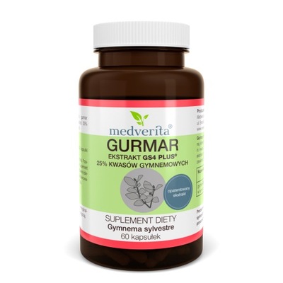 GURMAR ekstrakt 75% Gymnema Sylvestre kwasy gymnemowe - 60 kapsułek
