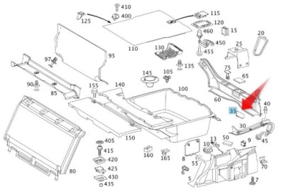 Заглушка багажник mercedes w211 e klasa cls c219 a2116930030 фото №1