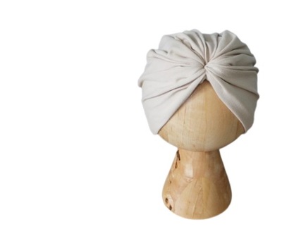 Czapka turban beż beżowa cieńsza DAMSKI