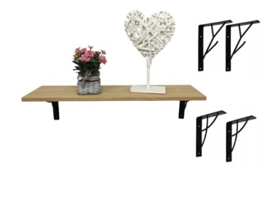 PÓŁKA ŚCIENNA STYL LOFT 52cm dąb kamienny podpórka