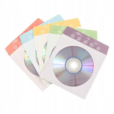 Kolorowe MOCNE Koperty Koszulki na CD DVD 50 szt