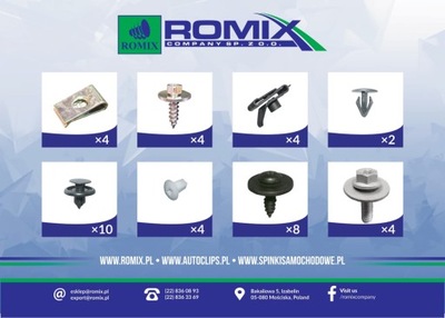 KOMPLEKTAS SPAUSTELIŲ : GAUBTAI VARIKLIO TOYOTA AVENSIS 03-08 90205 ROMIX 