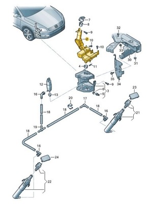 БАК ЖИДКОСТИ ОМЫВАТЕЛЯ VW PASSAT B7 ВЕРХ ASO