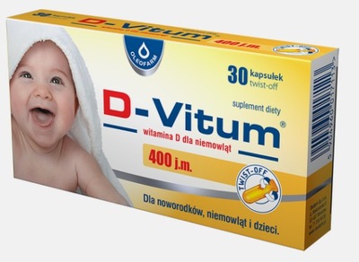 D-Vitum witamina D dla niemowląt 400 j.m. 30 kapsułek twist-off