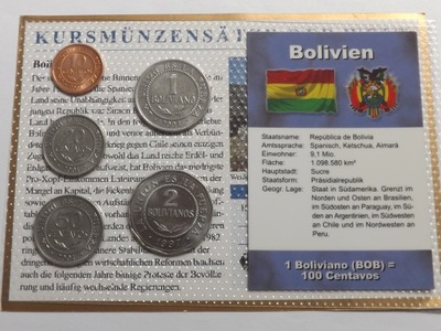 Boliwia 1997-2004 Set monet obiegowych , 5 x UNC