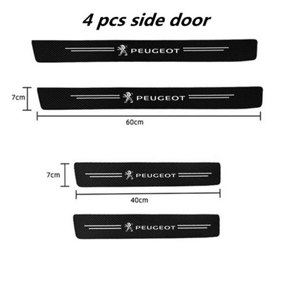 PEGATINAS DE AUTOMÓVIL BRIDA DISEÑO CON FIBRAS DE CARBÓN UMBRAL DE PUERTA COCHE PARA PEUGEOT 206  